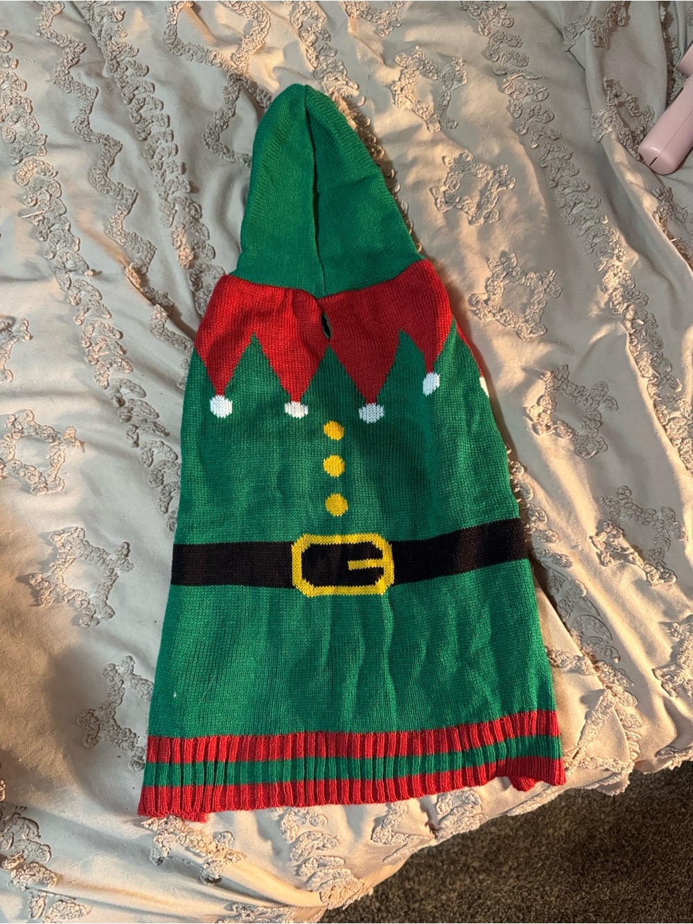 Pets Green Elf Costume Hooded Sweater